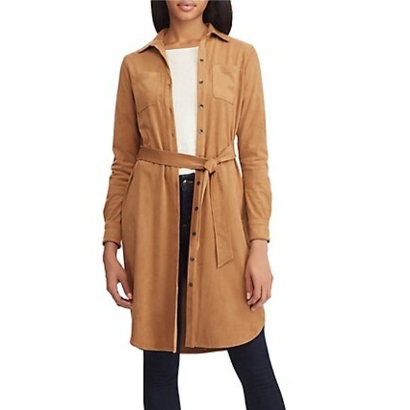 Soft Weighty Faux Suede Equestrian Button Down Dress - Picture 2 of 16